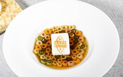 Subbiotti monograno felicetti, brodo di verdure e Grana Padano Riserva “Ferrari”