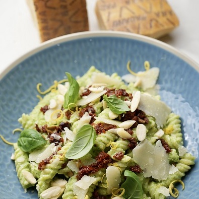 Crudaiola with courgette pesto and Grana Padano